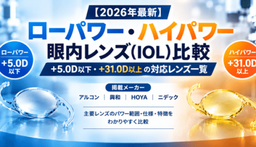 【2026年最新】ローパワー・ハイパワー眼内レンズ(IOL)比較｜+5.0D以下・+31.0D以上の対応レンズ一覧