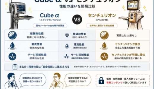 Cube α vs センチュリオン徹底比較｜白内障手術装置の性能・眼内圧制御・価格差を解説